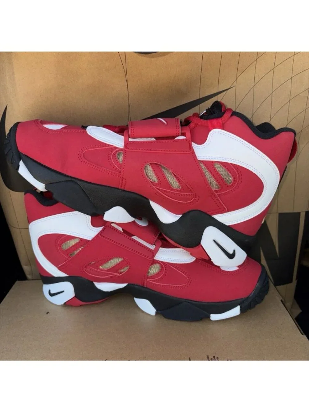 NEW Nike Air Diamond Turf 2 Red Gold White Black HQ2631-600 Men's Size 12